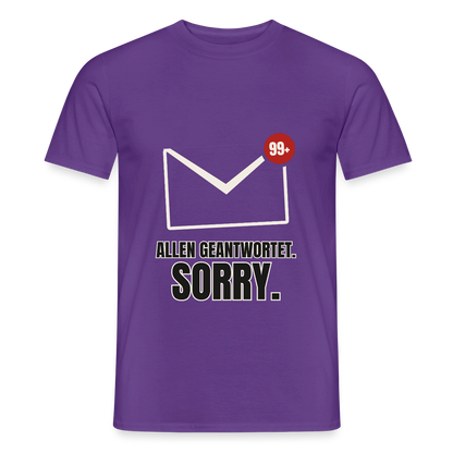 "Allen geantwortet. Sorry." Motiv-T-Shirt für Männer, Farbe Lila