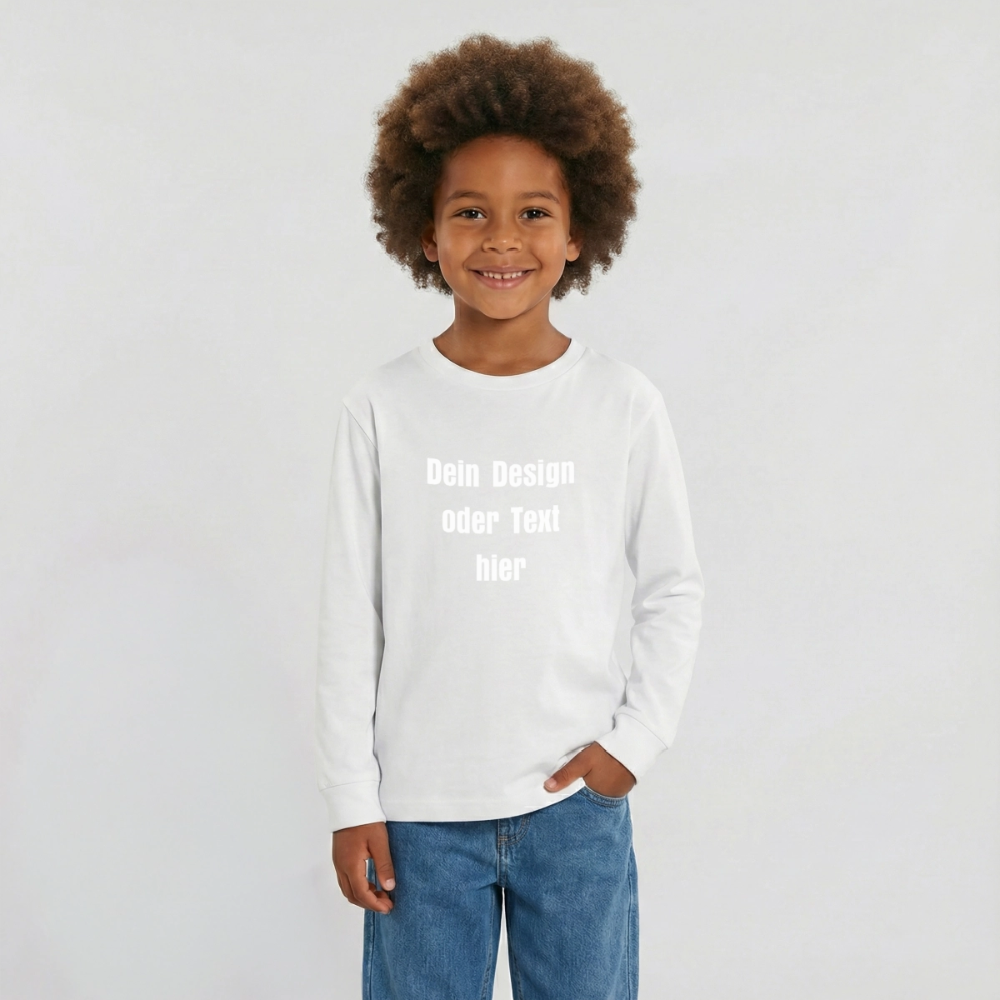 Teenager Premium Langarmshirt - personalisierbare Vorder- und Rückseite - Weiß