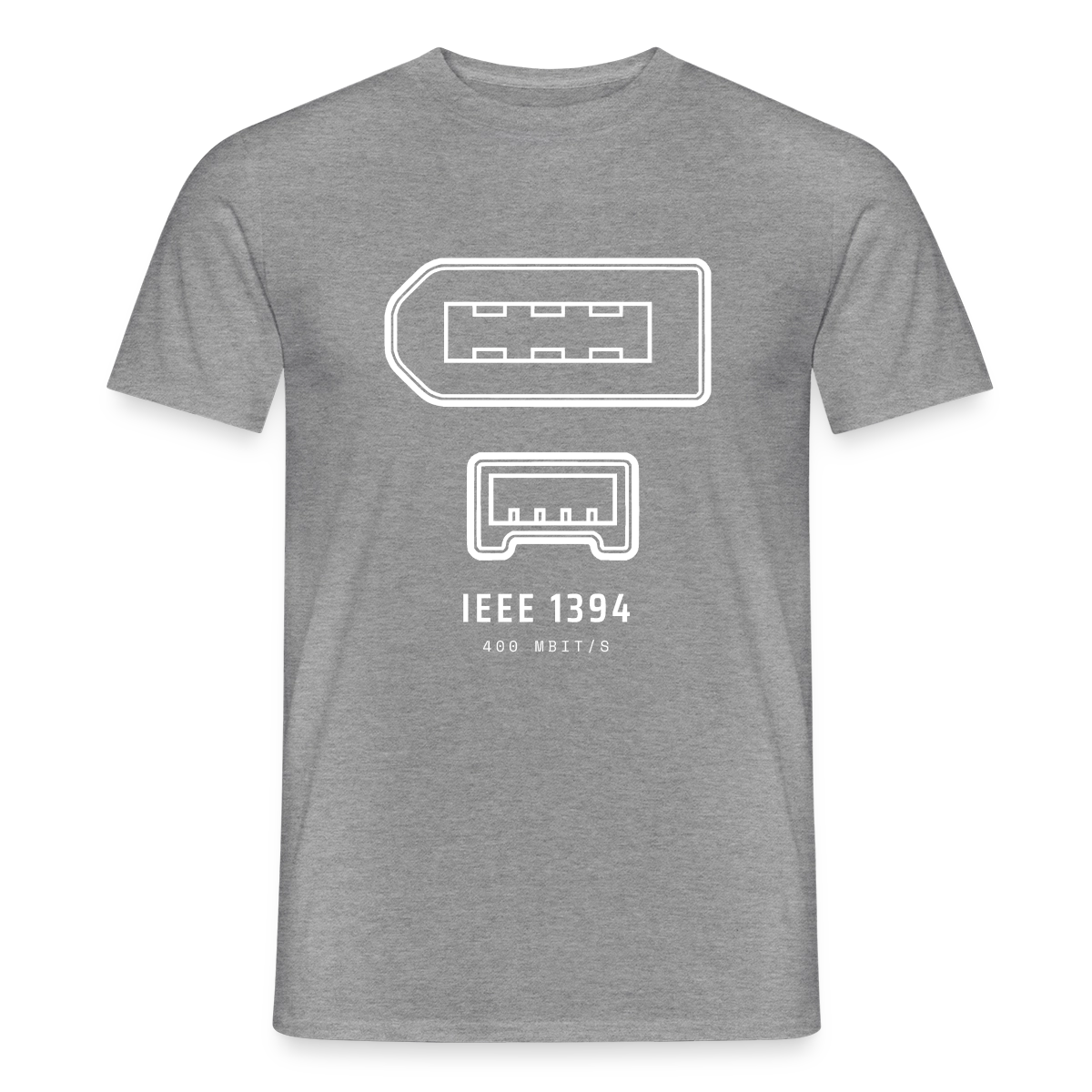 "IEEE 1394, 400 Mbit/s" Motiv-T-Shirt für Männer, Farbe Graphit meliert