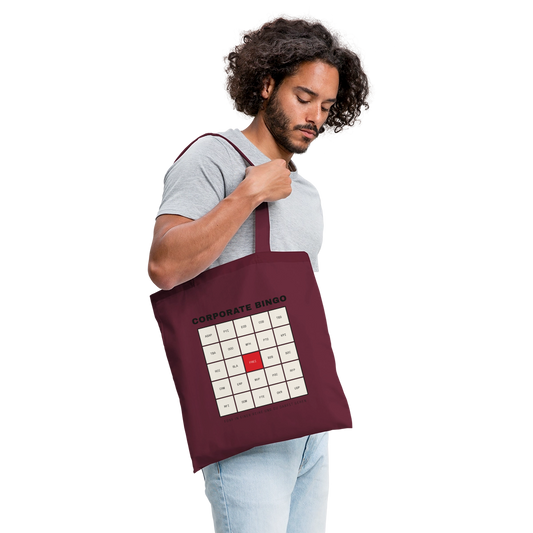 Corporate Bingo. Fünf in einer Reihe. Stoffbeutel, Farbe Burgunderrot, Model