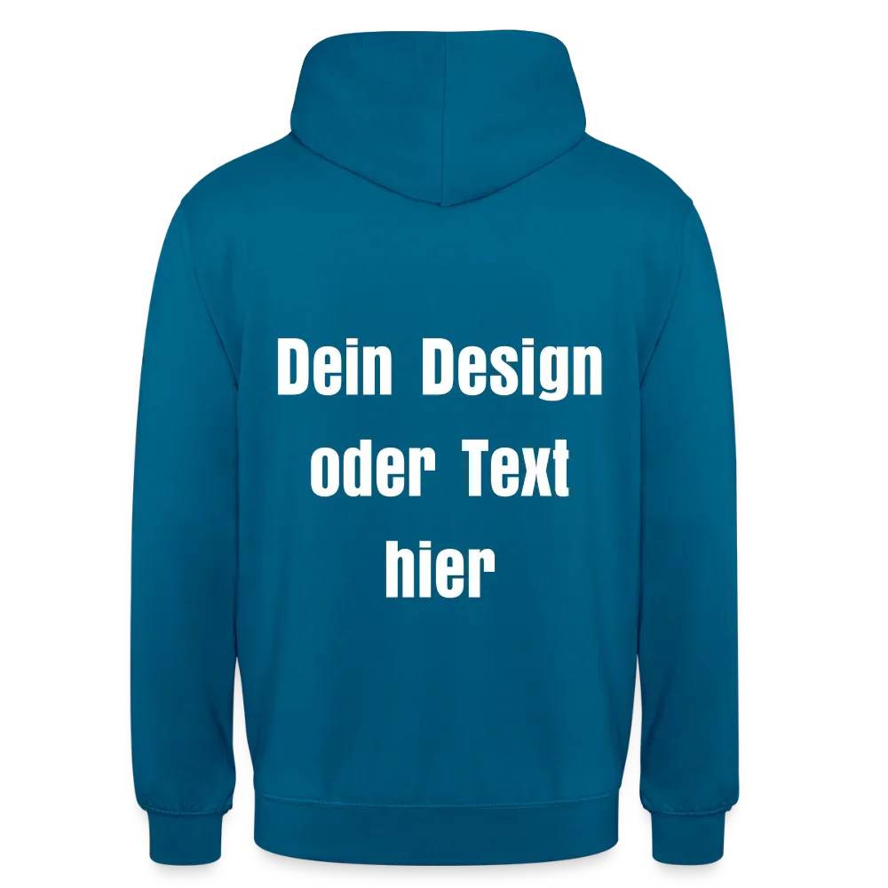 Unisex Hoodie - personalisierbare Vorder- und Rückseite - Tiefseeblau 