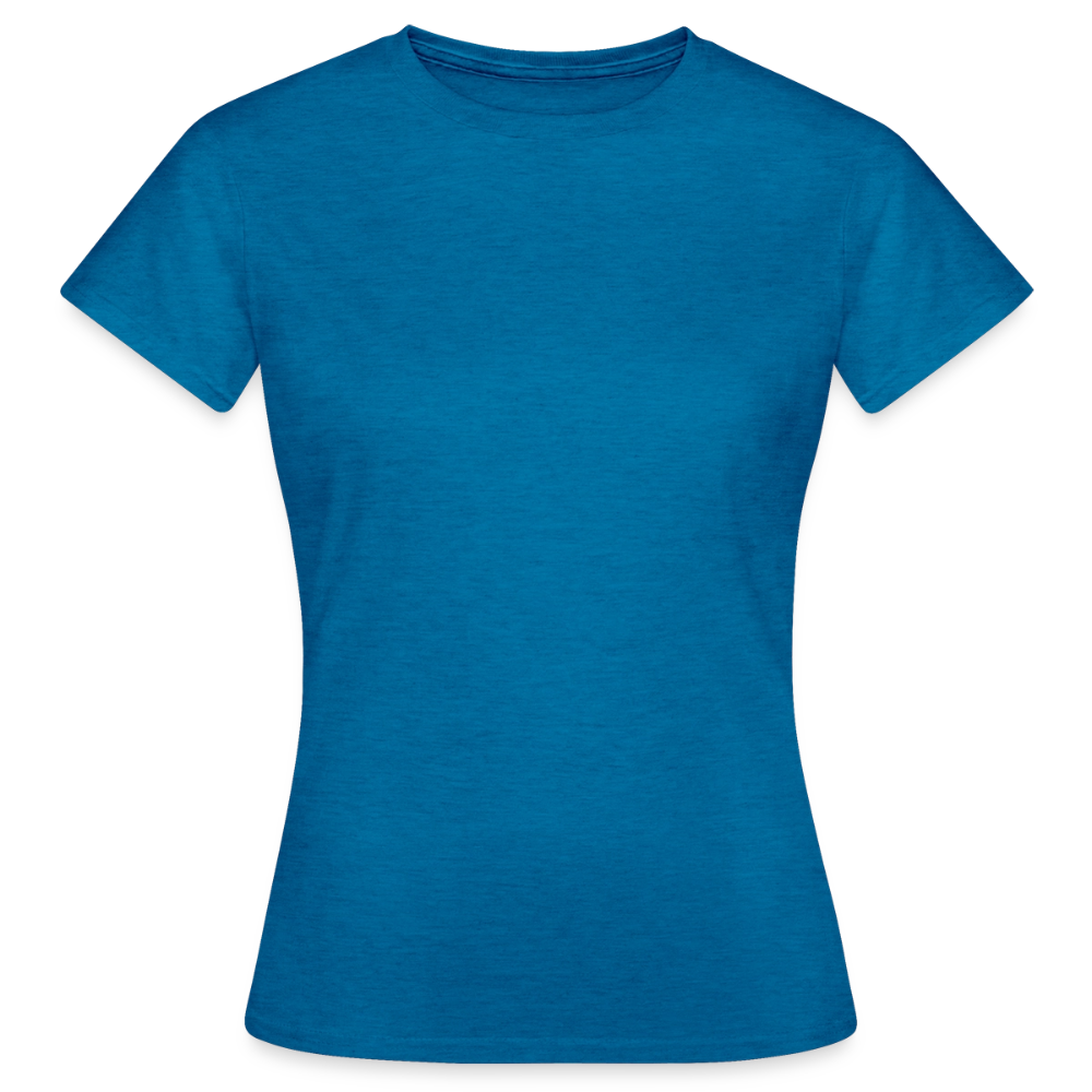 Frauen T-Shirt - personalisierbare Vorder- und Rückseite - Antikblaues Saphir meliert
