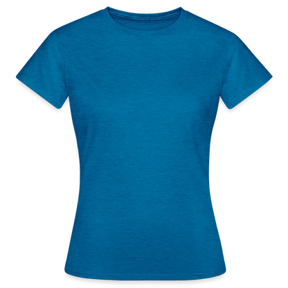 Frauen T-Shirt - personalisierbare Vorder- und Rückseite - Antikblaues Saphir meliert