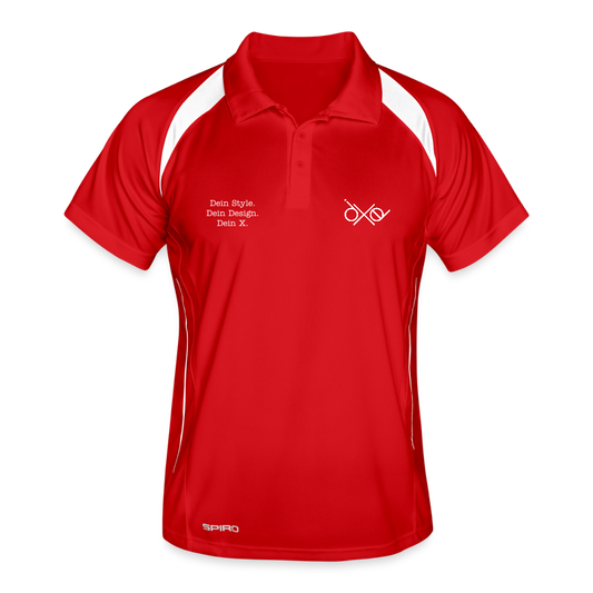 Männer Polo atmungsaktiv - personalisierbar - Rot/Weiß