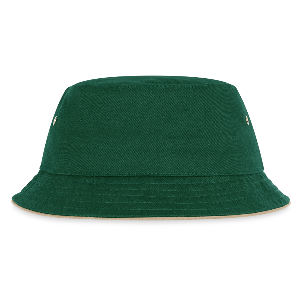 Kinder Bucket Hat - personalisierbar - Dunkelgrün/Beige