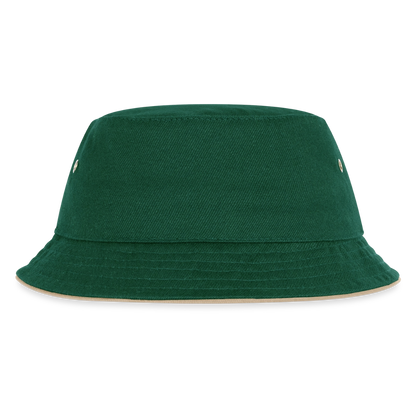Kinder Bucket Hat - personalisierbar - Dunkelgrün/Beige