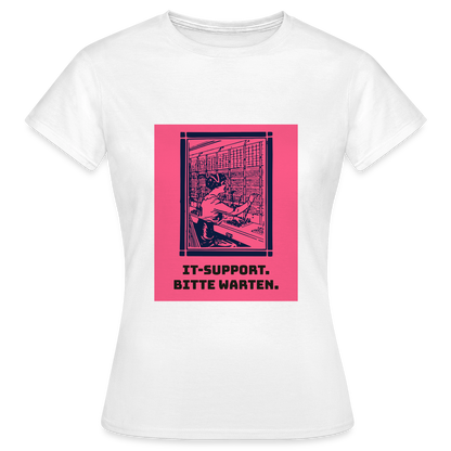 IT-Support. Bitte warten. Duotone-Motiv Motiv-T-Shirt für Frauen, Farbe Weiß