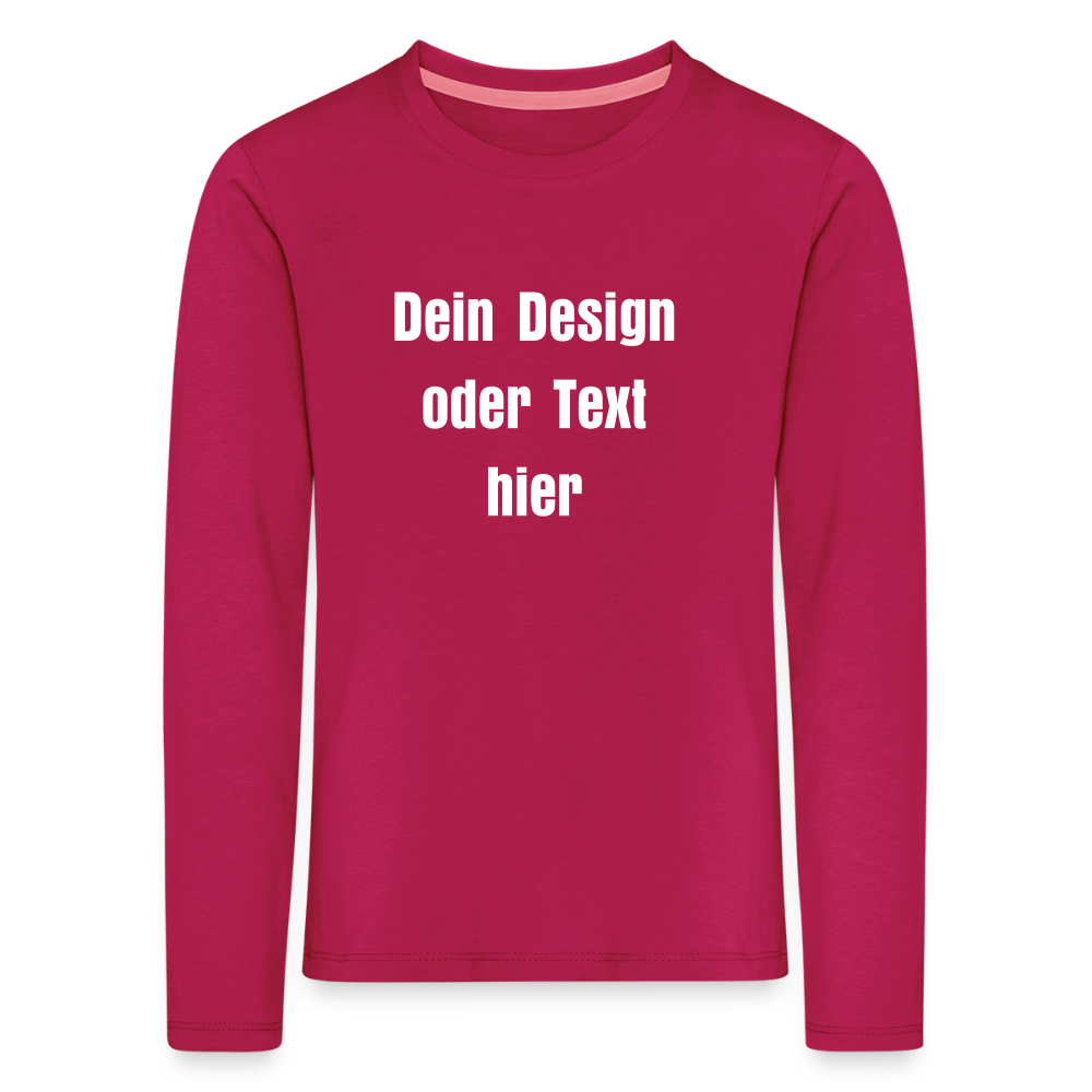 Kinder Premium Langarmshirt - personalisierbare Vorder- und Rückseite - dunkles Pink