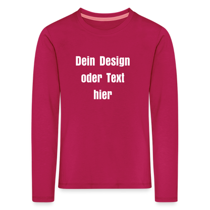 Kinder Premium Langarmshirt - personalisierbare Vorder- und Rückseite - dunkles Pink