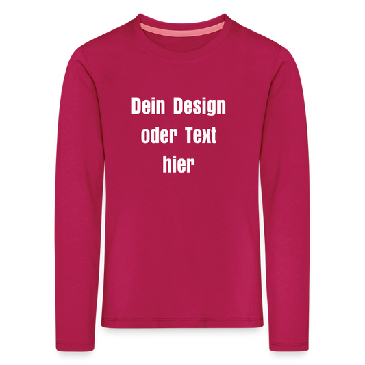 Kinder Premium Langarmshirt - personalisierbare Vorder- und Rückseite - dunkles Pink
