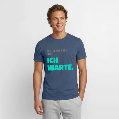 "Ich verhandle nicht. Ich warte." Motiv-T-Shirt für Männer, Farbe Dunkles Denimblau