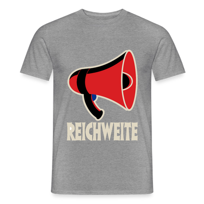 Reichweite. Sachplakat-Motiv Motiv-T-Shirt für Männer, Farbe Graphit meliert