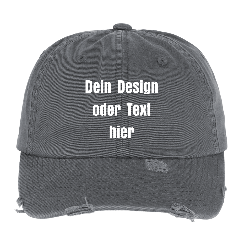 Low Profile Destroyed Cap - personalisierbar - Dunkelgrau