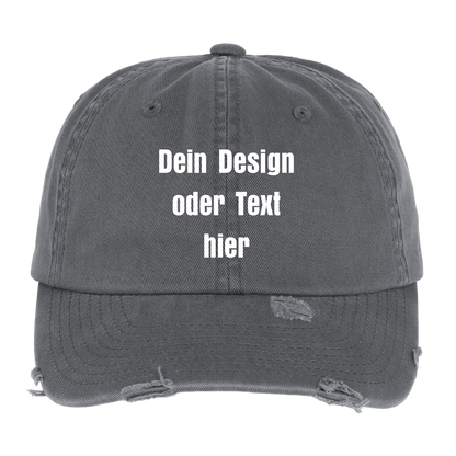 Low Profile Destroyed Cap - personalisierbar - Dunkelgrau