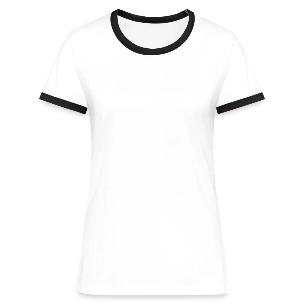 Frauen Kontrast-T-Shirt - personalisierbare Vorder- und Rückseite - Weiß/Schwarz
