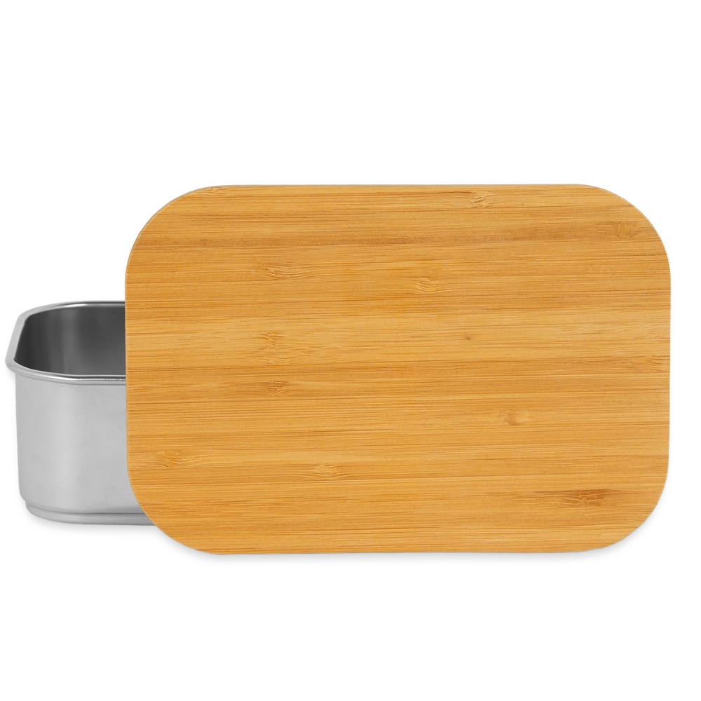Lunch Box mit Bambusdeckel - personalisierbar - Silber