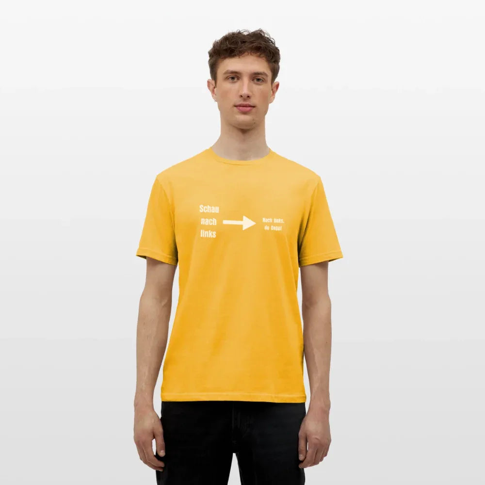 "Schau nach links" Motiv-T-Shirt für Männer - Gelb