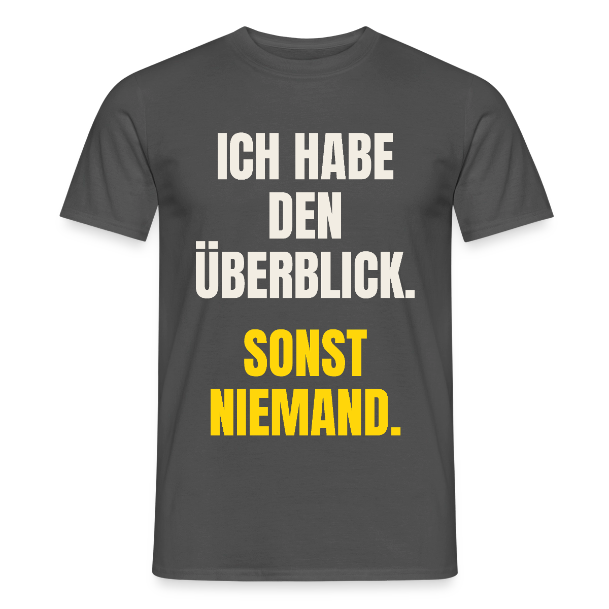 Ich habe den Überblick. Sonst niemand. Motiv-T-Shirt für Männer, Farbe Anthrazit