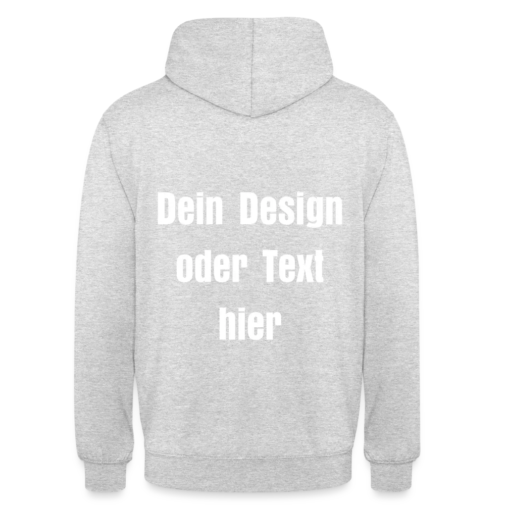 Unisex Hoodie - personalisierbare Vorder- und Rückseite - Hellgrau meliert