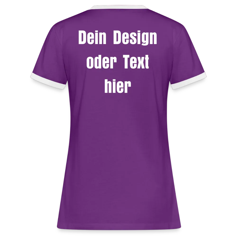 Frauen Kontrast-T-Shirt - personalisierbare Vorder- und Rückseite - Lila/Weiß