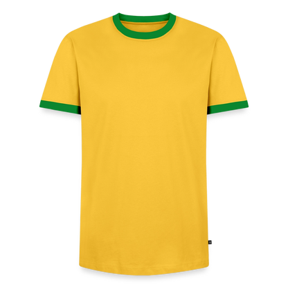 Männer Kontrast-T-Shirt - personalisierbare Vorder- und Rückseite - Gelb/Grün 