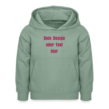 Kinder Hoodie - personalisierbare Vorder- und Rückseite - Graugrün