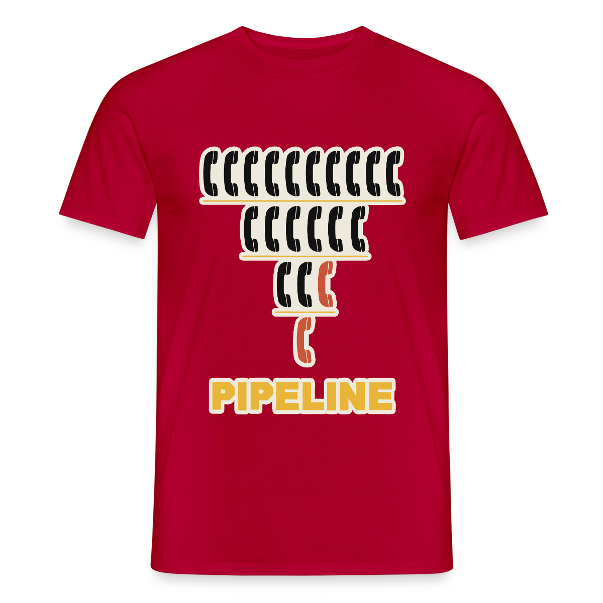 Pipeline. Isotype-Motiv Motiv-T-Shirt für Männer, Farbe Rot