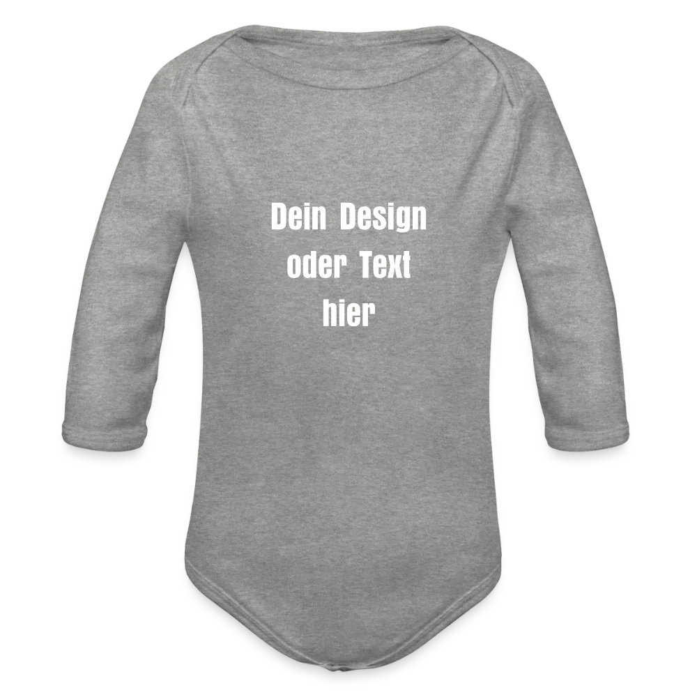 Baby Bio-Langarm-Body - personalisierbar - Grau meliert
