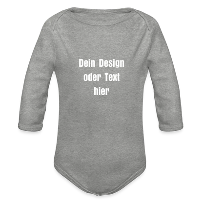 Baby Bio-Langarm-Body - personalisierbar - Grau meliert