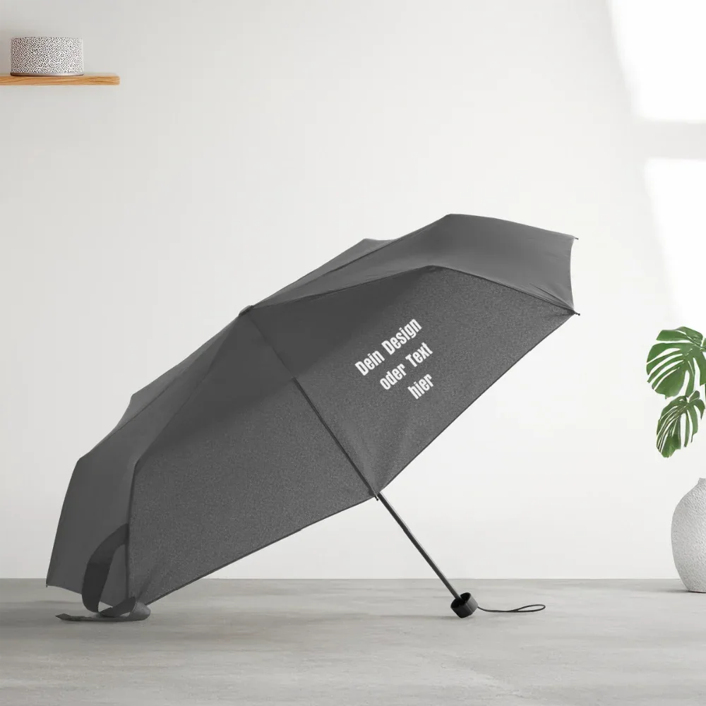 Regenschirm (klein) 24 cm 100% Polyester - personalisierbar - Grau