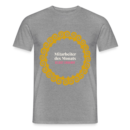 "Mitarbeiter des Monats, selbst ernannt. Gold-Motiv" Motiv-T-Shirt für Männer, Farbe Graphit meliert