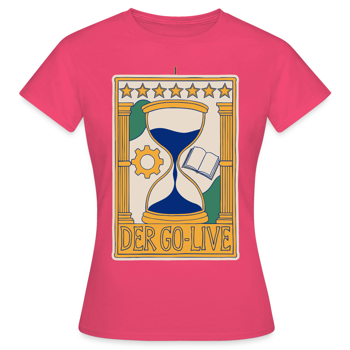 Der Go-Live. Tarot-Motiv Motiv-T-Shirt für Frauen, Farbe Azalea