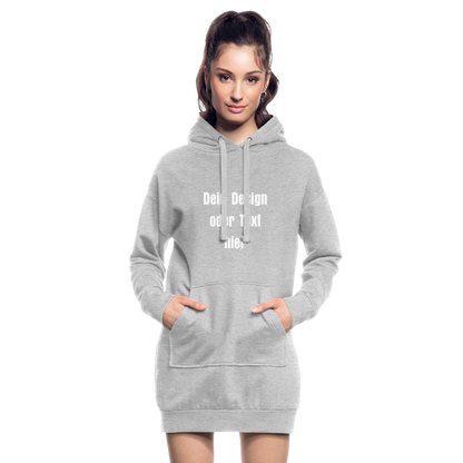 Hoodie-Kleid / Kapuzenpullover in Kleidlänge - personalisierbare Vorder- und Rückseite - Grau meliert