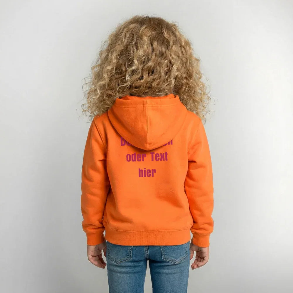 Kinder Hoodie - personalisierbare Vorder- und Rückseite - Orange