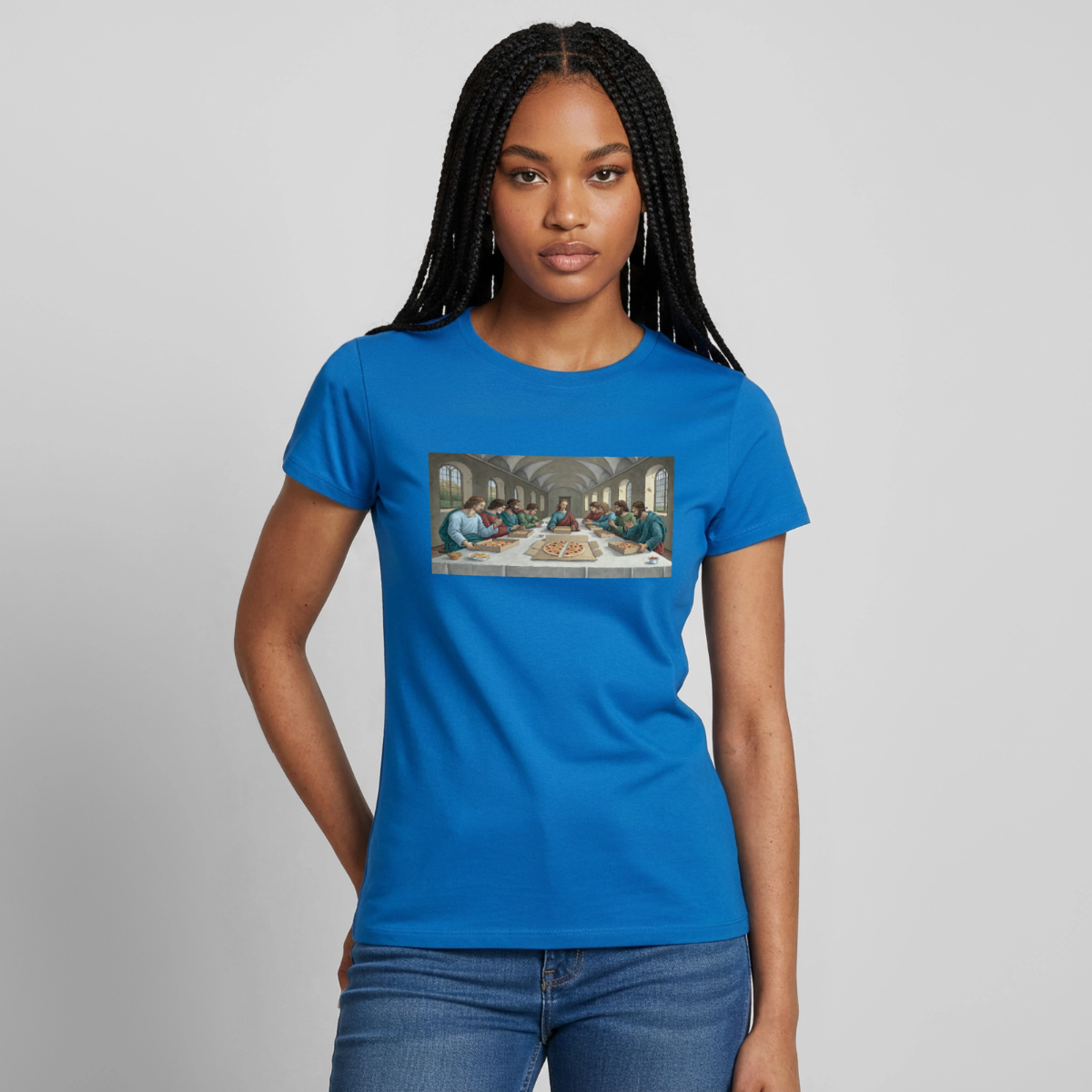 Das Teamevent. Renaissance-Motiv Motiv-T-Shirt für Frauen, Farbe Royalblau, Model