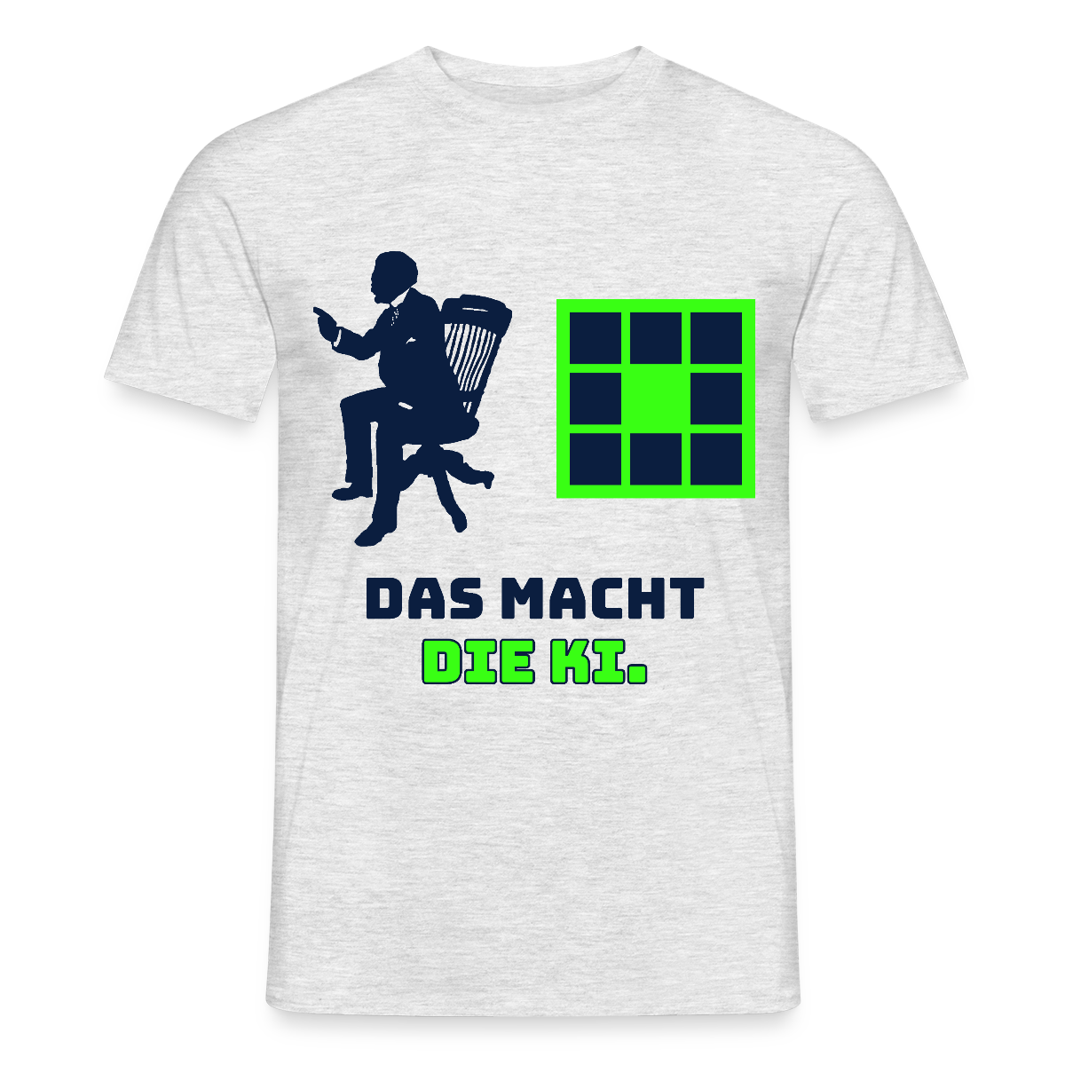 Das macht die KI. Motiv-T-Shirt für Männer, Farbe Grau meliert