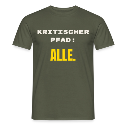 Kritischer Pfad: alle. Motiv-T-Shirt für Männer, Farbe Militärgrün