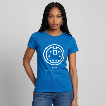 "PS/2, Mini-DIN-6" Motiv-T-Shirt für Frauen, Farbe Royalblau