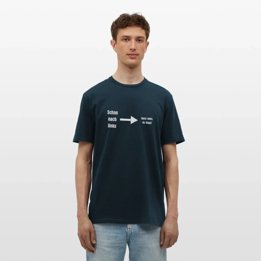 "Schau nach links" Motiv-T-Shirt für Männer - Navy