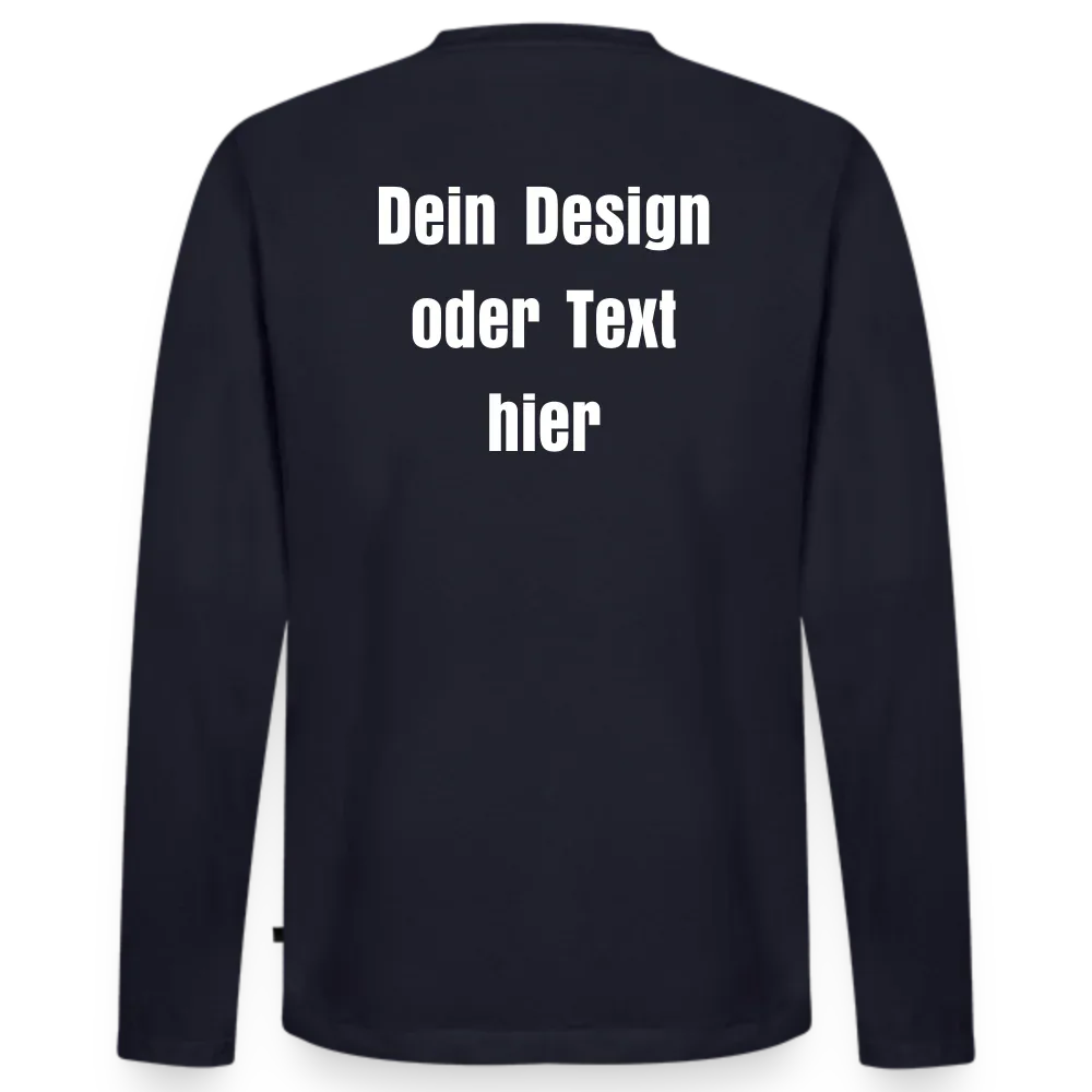 Männer Premium Bio Langarmshirt - personalisierbare Vorder- und Rückseite - Navy
