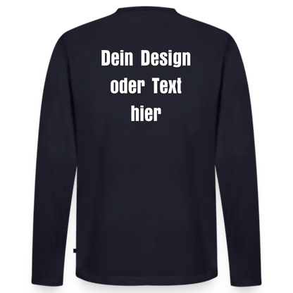 Männer Premium Bio Langarmshirt - personalisierbare Vorder- und Rückseite - Navy