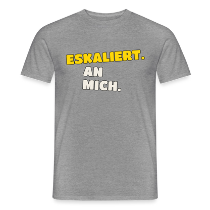 "Eskaliert. An mich." Motiv-T-Shirt für Männer, Farbe Graphit meliert
