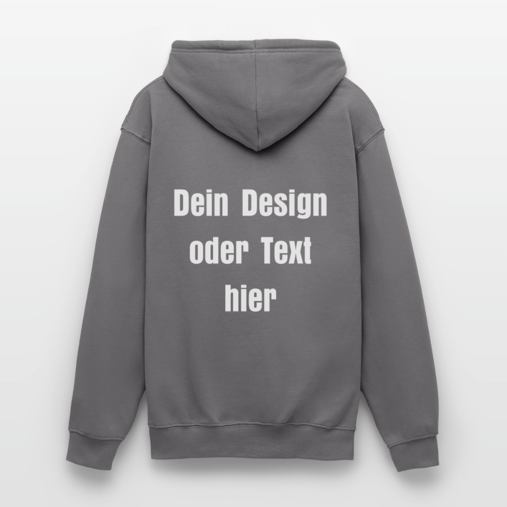 Unisex Hoodie - personalisierbare Vorder- und Rückseite - Mittelgrau