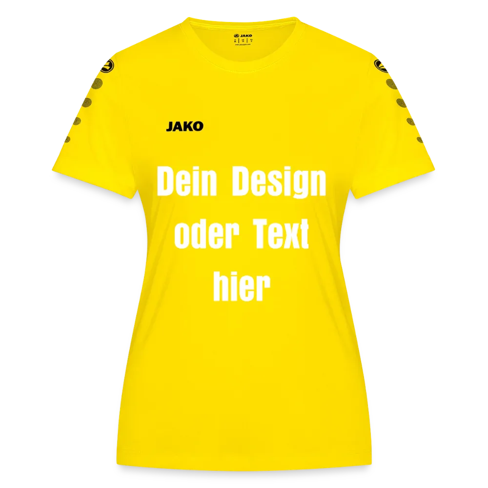 JAKO Frauen Trikot Team - personalisierbare Vorder- und Rückseite - Gelb