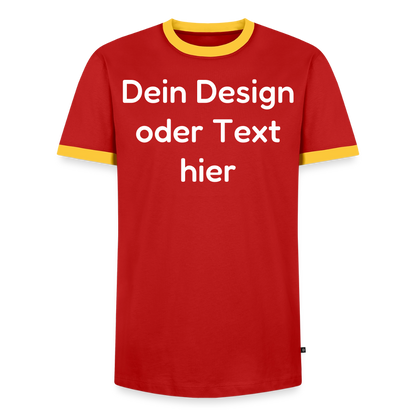 Männer Kontrast-T-Shirt - personalisierbare Vorder- und Rückseite - Rot/Gelb 