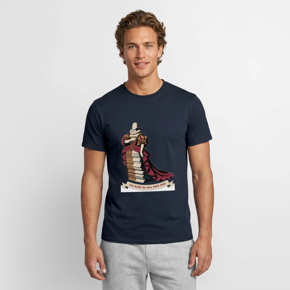 "Ich habe da mal eine Idee. Barock-Motiv" Motiv-T-Shirt für Männer, Farbe Navy