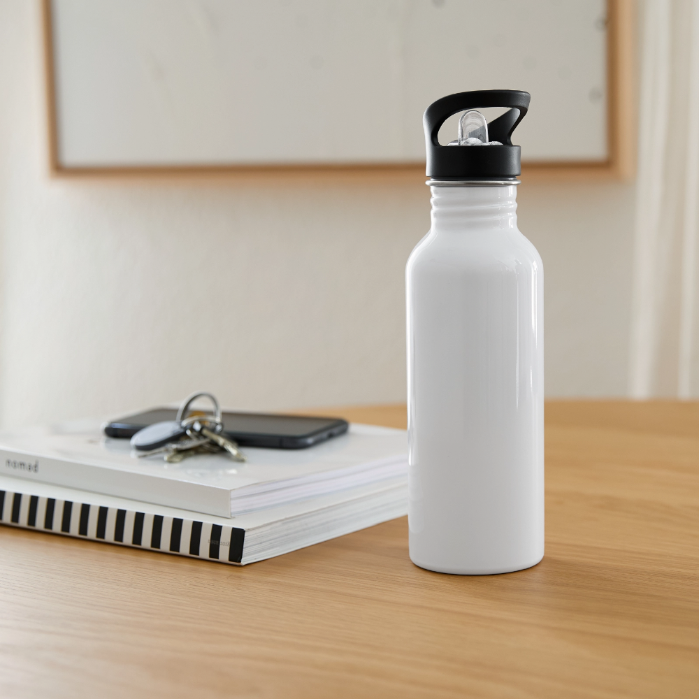 Trinkflasche Edelstahl 600 ml - personalisierbar - Weiß