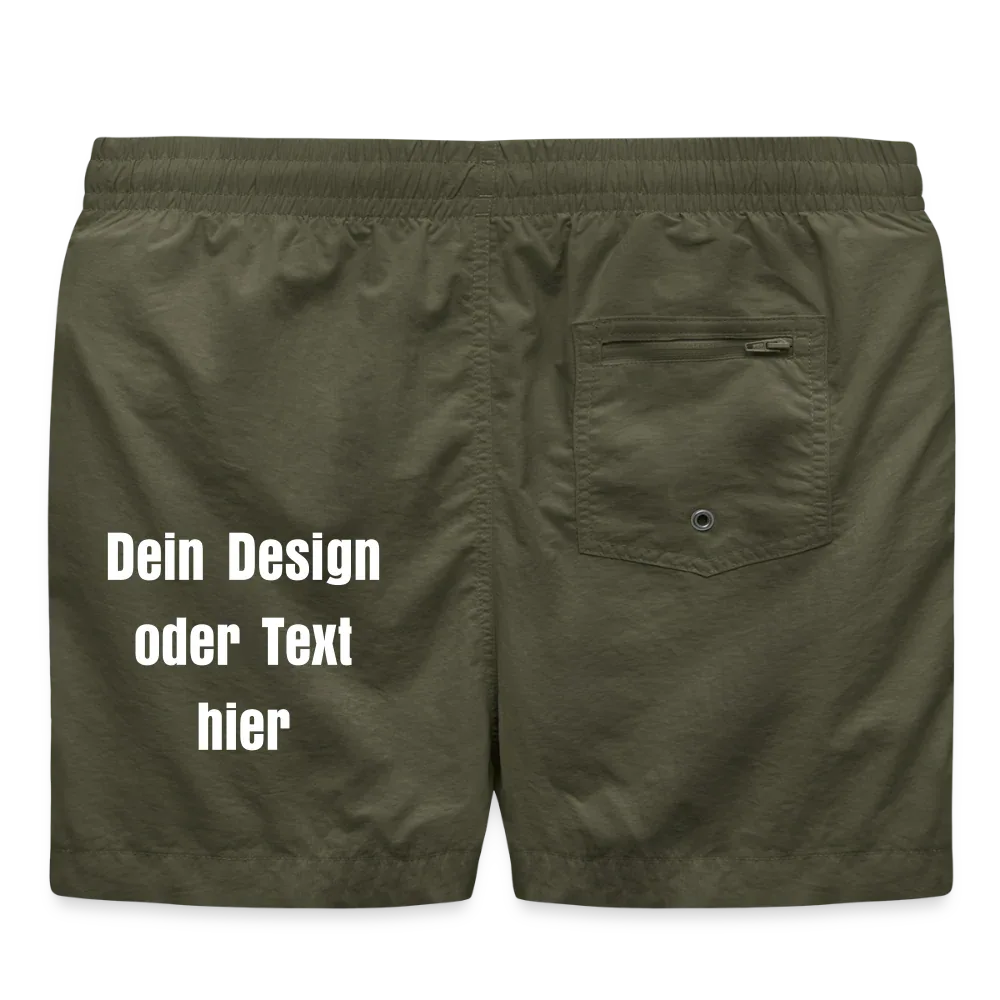 Badeshorts - personalisierbare Vorder- und Rückseite - Olive