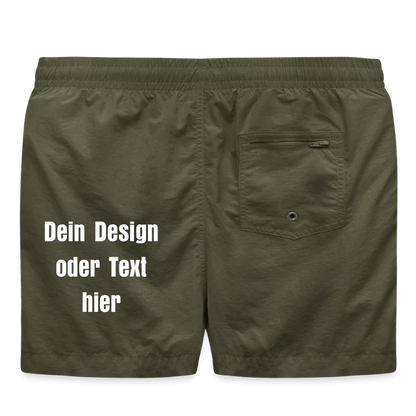 Badeshorts - personalisierbare Vorder- und Rückseite - Olive