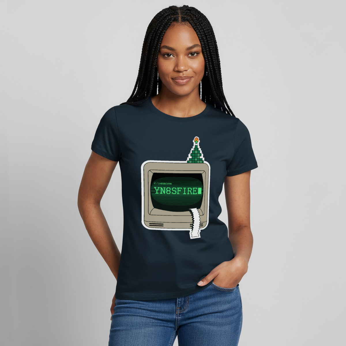 YN8SFIRE Motiv-T-Shirt für Frauen, Farbe Navy, Model